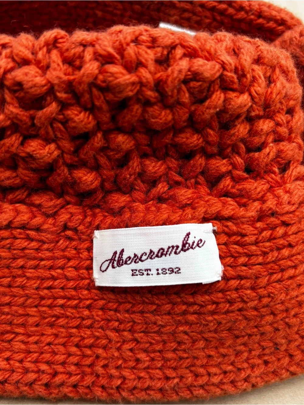 Abercrombie & Fitch Crochet Beanie Hat - Orange One Size
